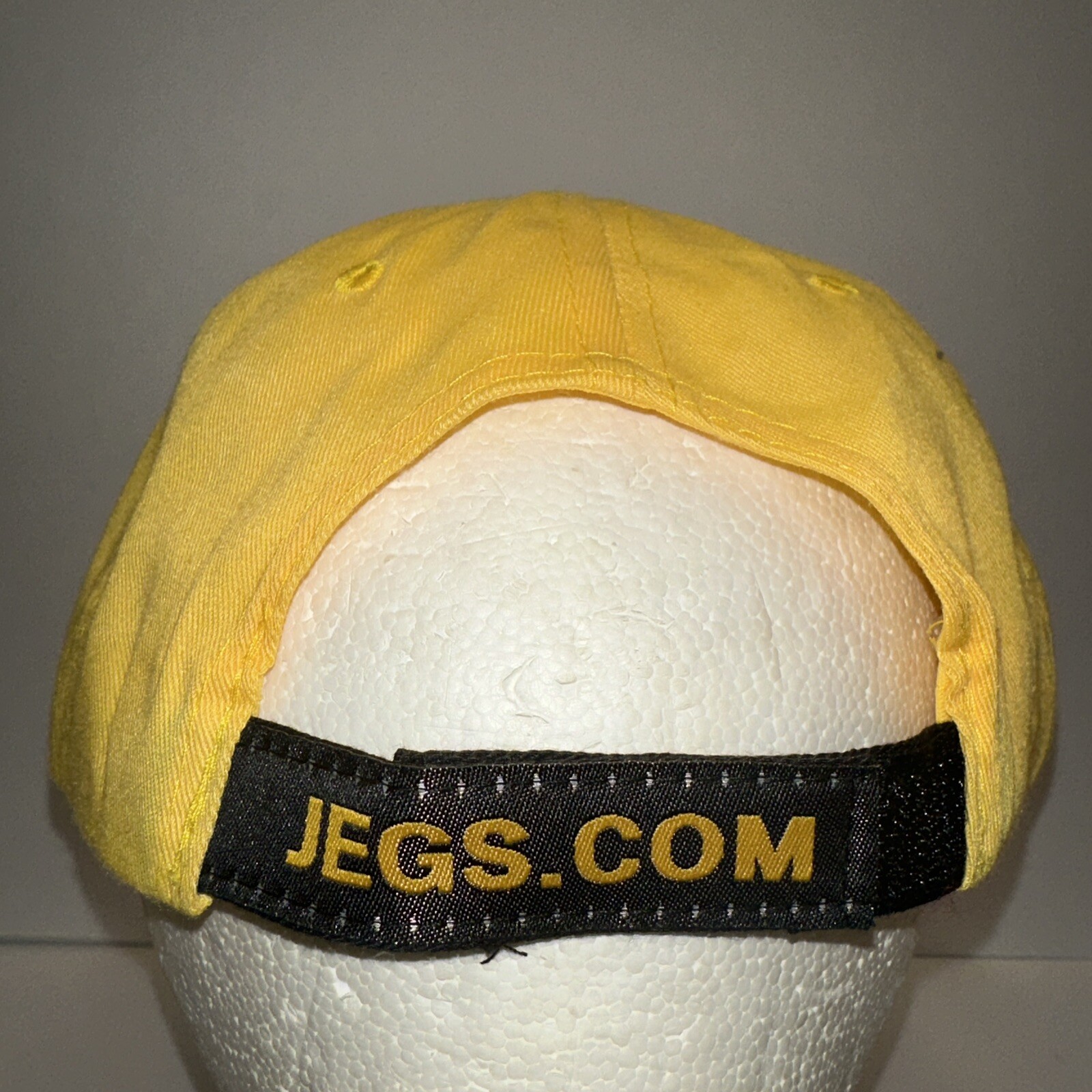 JEGS High Performance Black on Yellow Hat Cap Black Bill Hook Loop Black Button