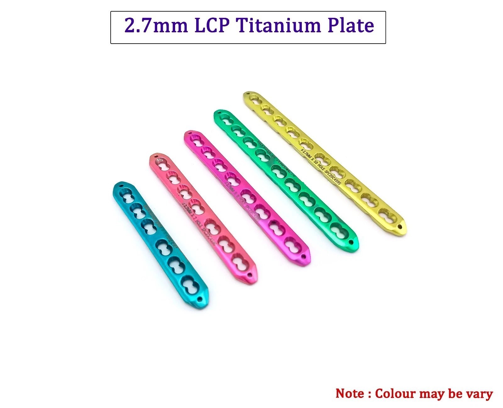 Veterinary 2.7mm LCP Titanium plates (6H, 7H, 8H, 9H, 10H) lot of 5pc