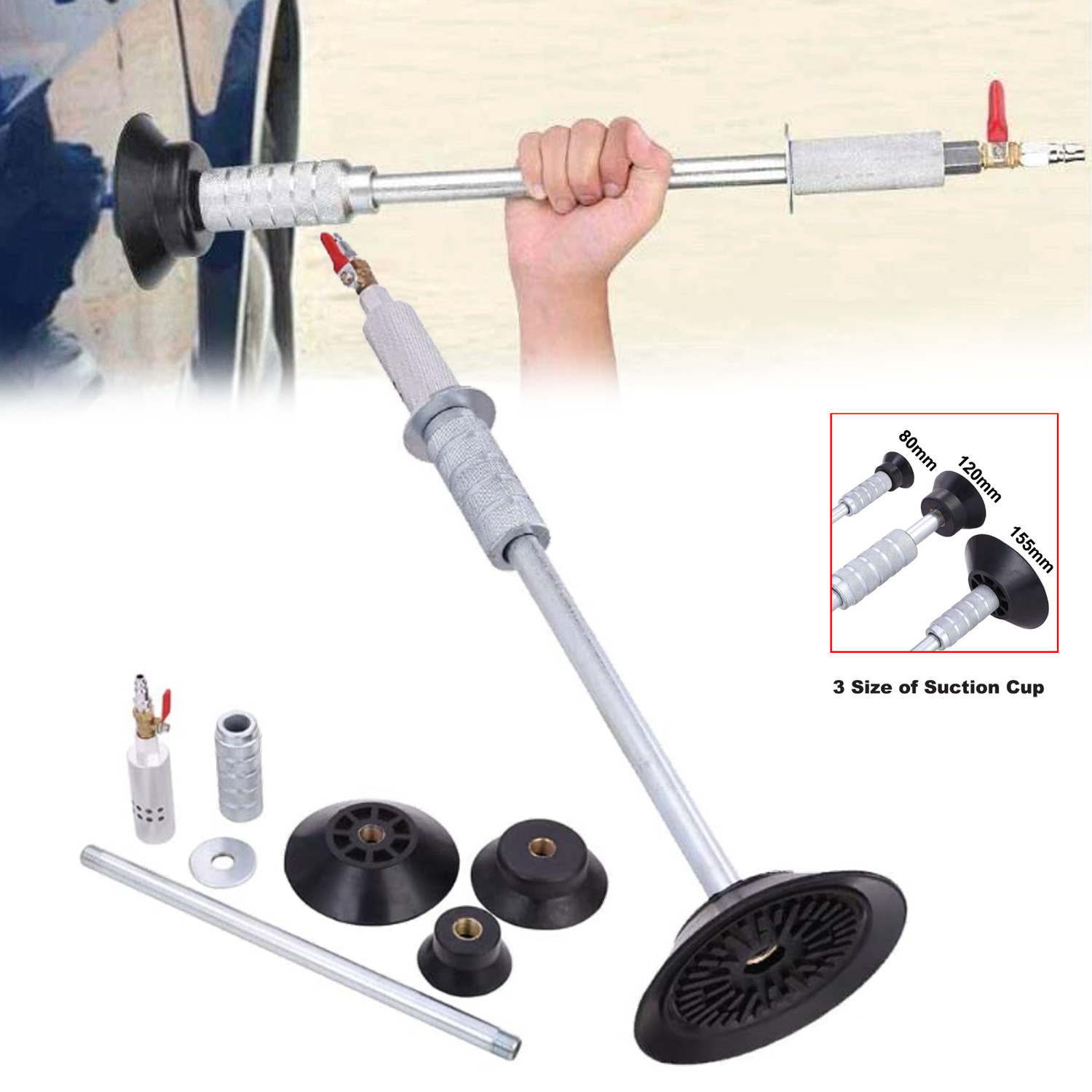 Air Pneumatic Dent Puller Car Auto Body Repair Suction Cup Slide Tool Hammer Kit