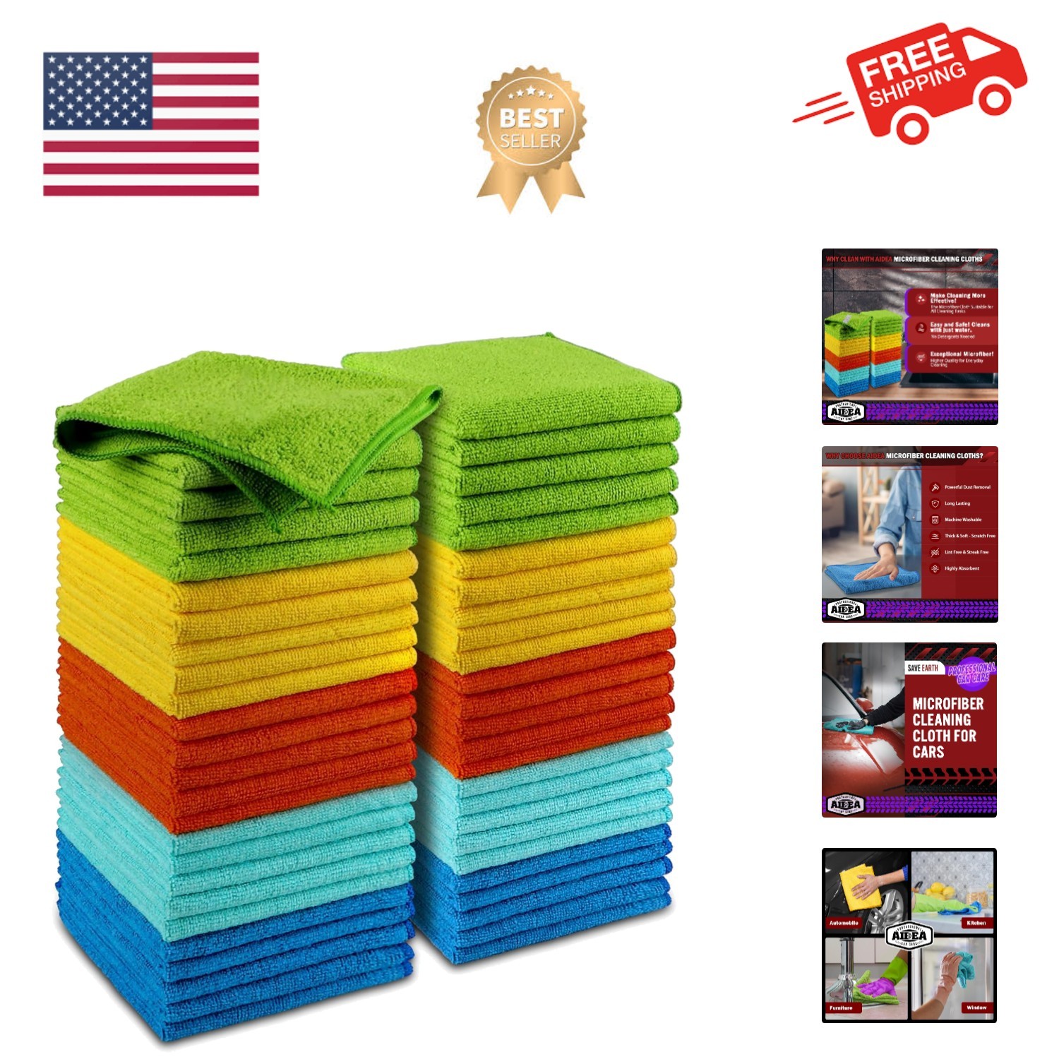 Microfiber Cleaning Cloth, 50PK, Microfiber Towels for Cars,  Wash Cloths, Du...