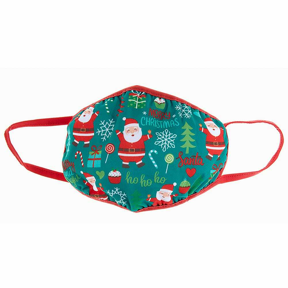 KURT ADLER ADULT CHRISTMAS GREEN FACE MASK w/SANTA'S "HO HO HO" SIZE SMALL D3918
