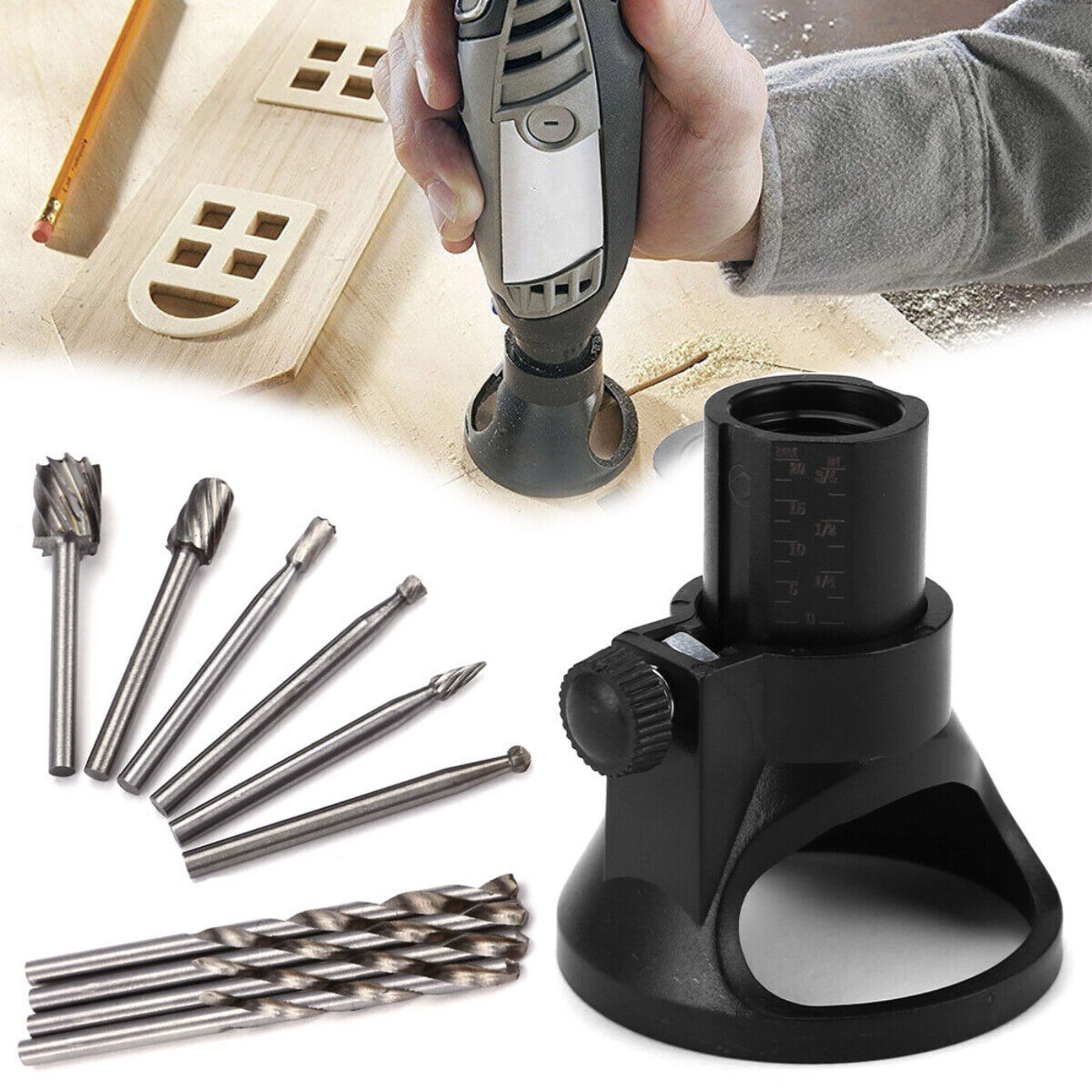 Dremel Rotary Multi Tool Cutting Guide HSS Router Drill Bits Set Attachment Kit