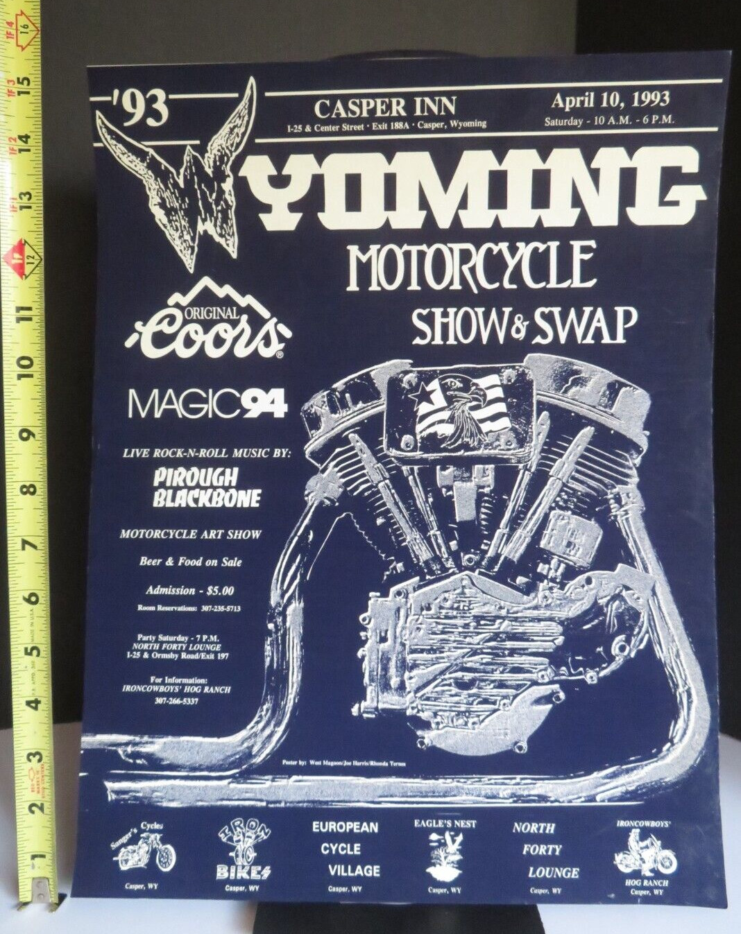 1993 VINTAGE Wyoming Motorcycle *VIDEO* Show & Swap® Poster April 10 Casper, WY
