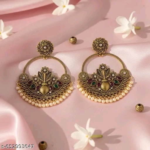 Kundan Jhumka Earrings Indian Gold Plated Bollywood Style Jewelry Set