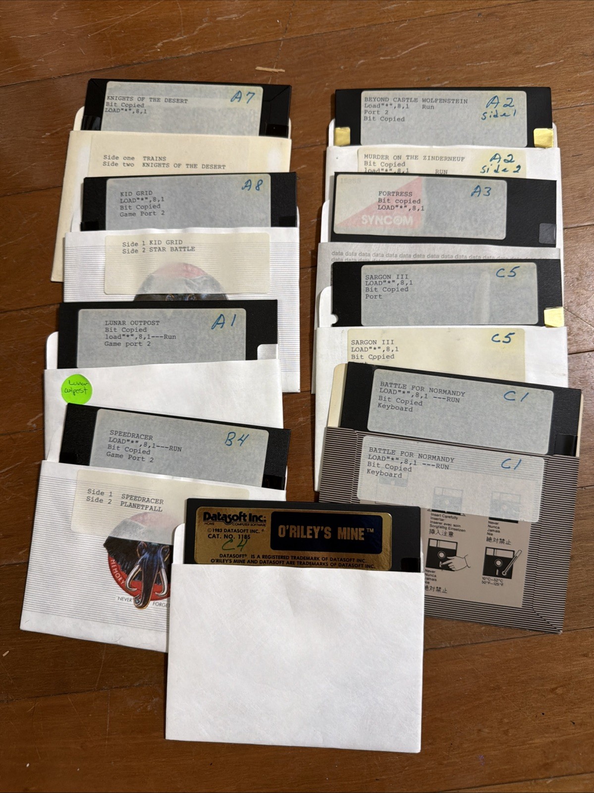 Vintage 1980s Floppy Disk Games Lot PC Speedracer, Grid, Wolfenstein Sargon C