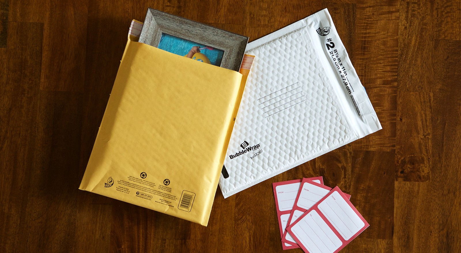 Duck Brand Kraft Bubble Mailers 10.5 x 15 Inch Self Sealing 5 Pack