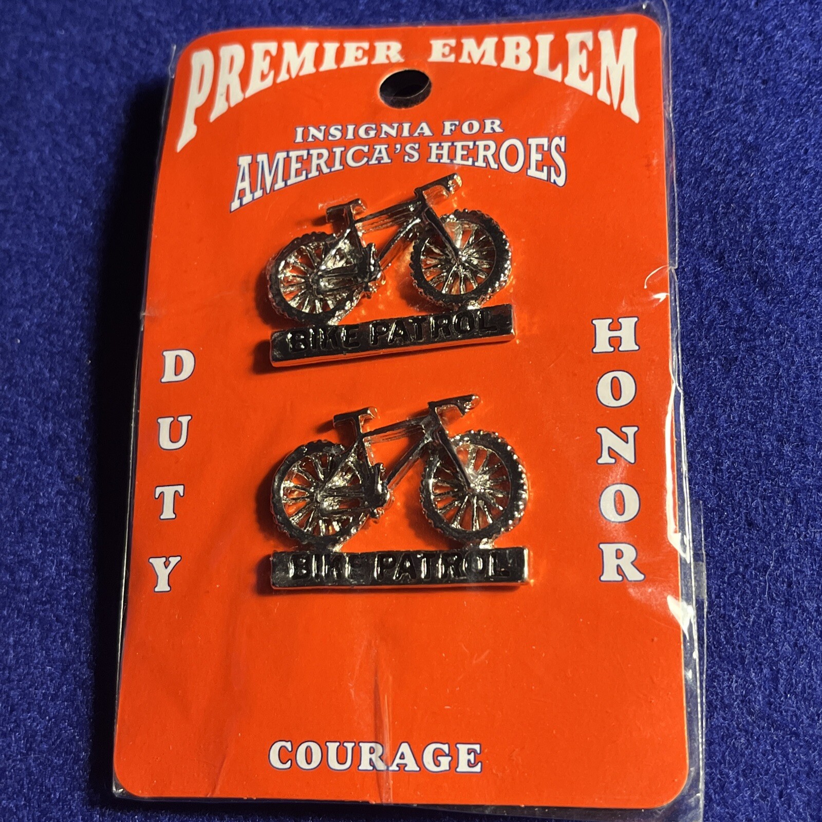 PREMIER EMBLEM P2913 -Bike Patrol Cutout Silver POLICE Uniform PIN