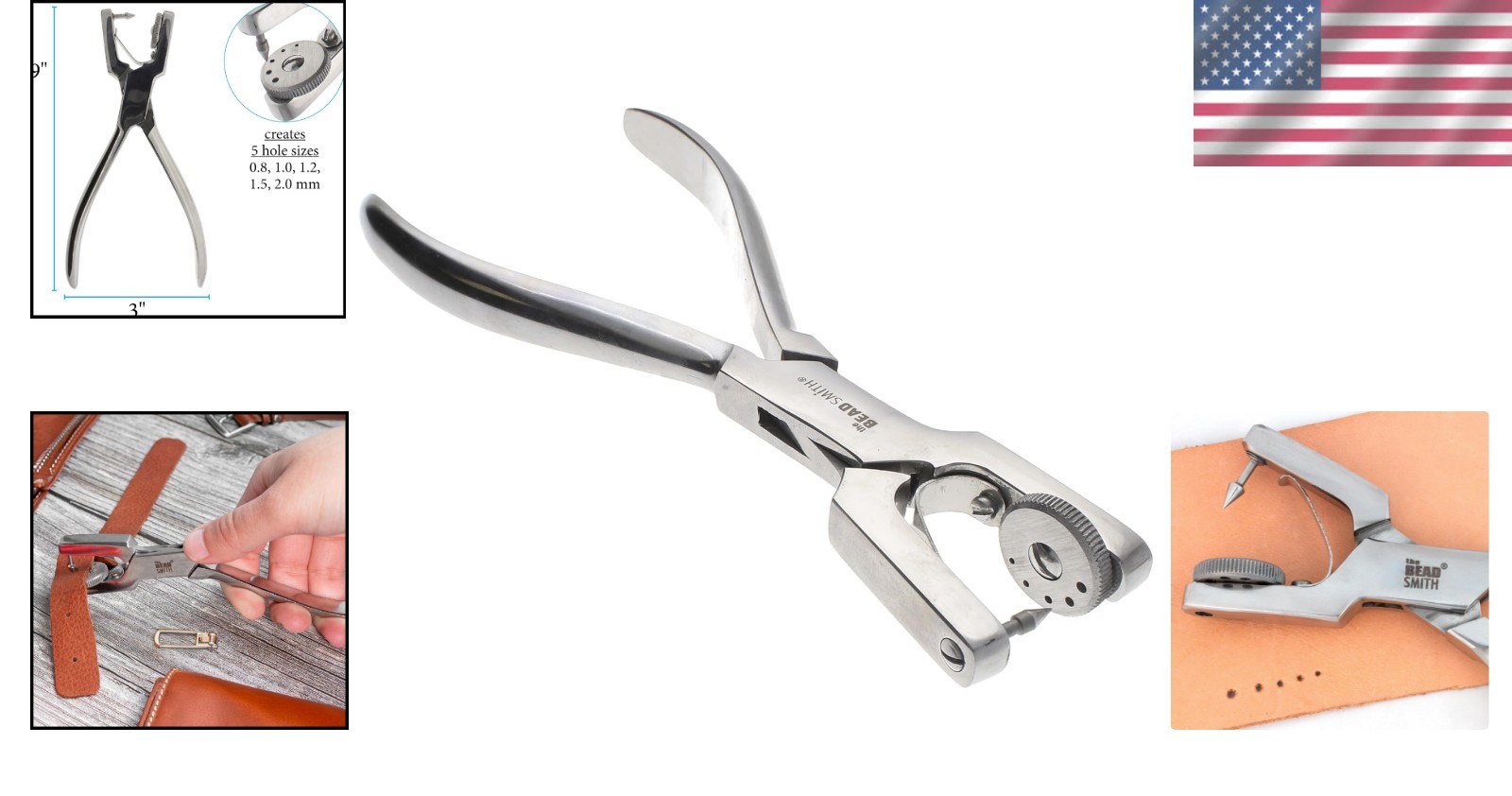 Leather Rotary Punch with Stainless Steel - 5 Diameter Options Available