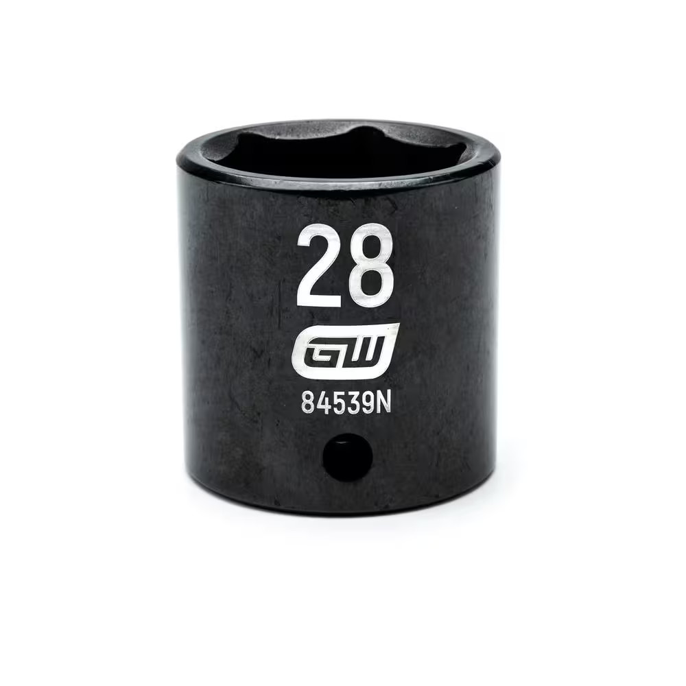 1/2 In. Drive 6 Point Metric Standard Impact Socket 28 Mm