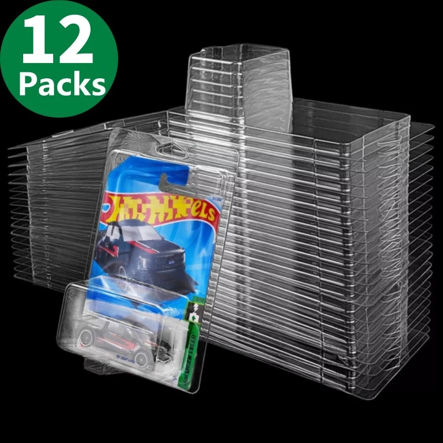 12PCS Clear Protector Case Plastic Display For Hot Wheels & Matchbox Basic Car