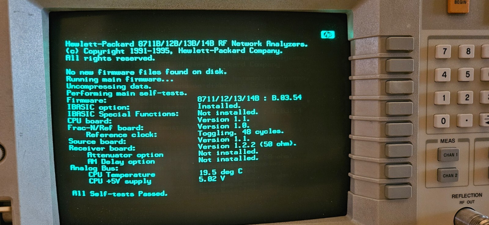 HP Agilent Keysight 8713B Network Analyzer 300kHz - 3GHz Opt 1C2 BASIC Prog Lang
