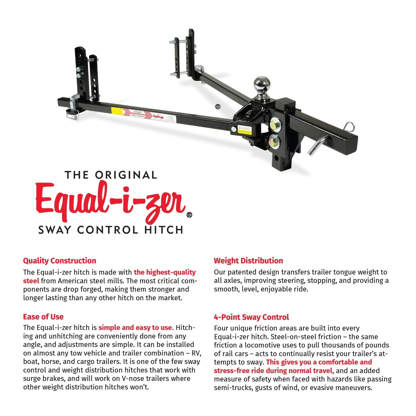 Equal-i-Zer 4-Point Sway Control Hitch Kit for 12,000 lbs Bumper-Pull Trailers