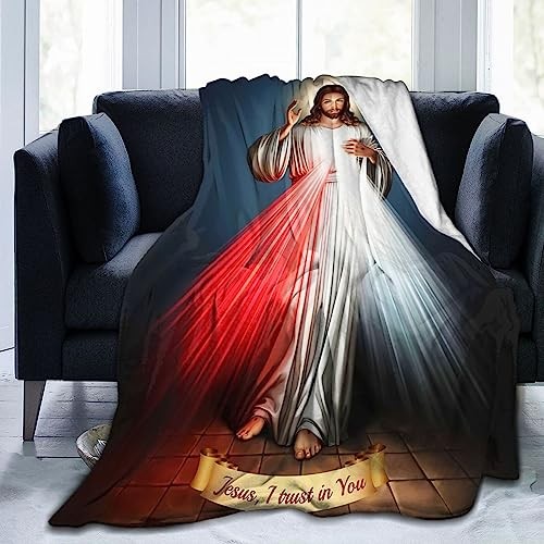 Catholic Jesus Gifts Throw Blanket Ultra-Soft Micro 60" x 50" Divine Mercy
