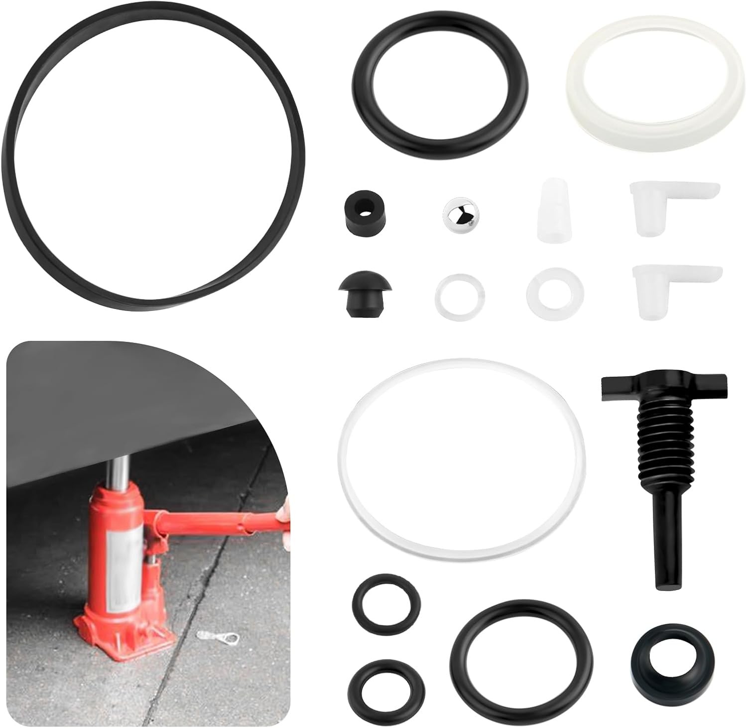 17PCS Vertical Hydraulic Jack Seal Kit,3 Ton Floor Jack Parts for Restoring Jack