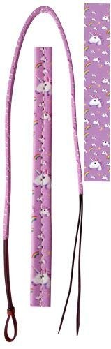 Showman 4' Leather Over & Under Whip w/ Rainbow Unicorn Print Overlay