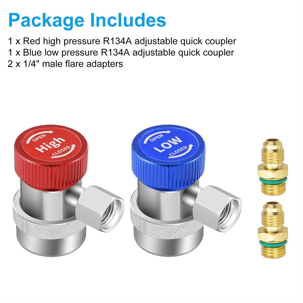 For adjustable car high low pressure R134A quick connect adapter with 2 flares