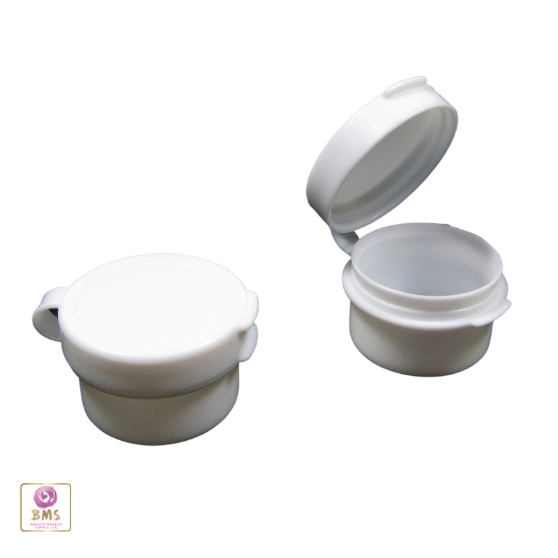 Cosmetic Hinge Jars Empty Plastic Beauty Sample Container 3 Ml White (50) 5004