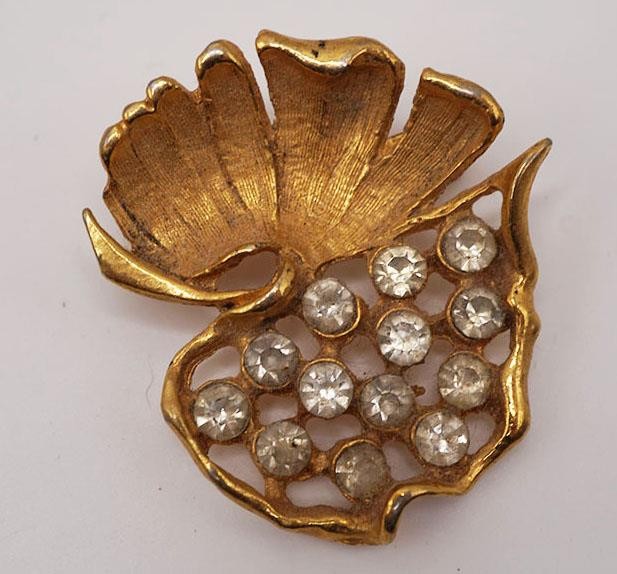 Gold Tone Rhinestone Brooch Fashion Jewelry