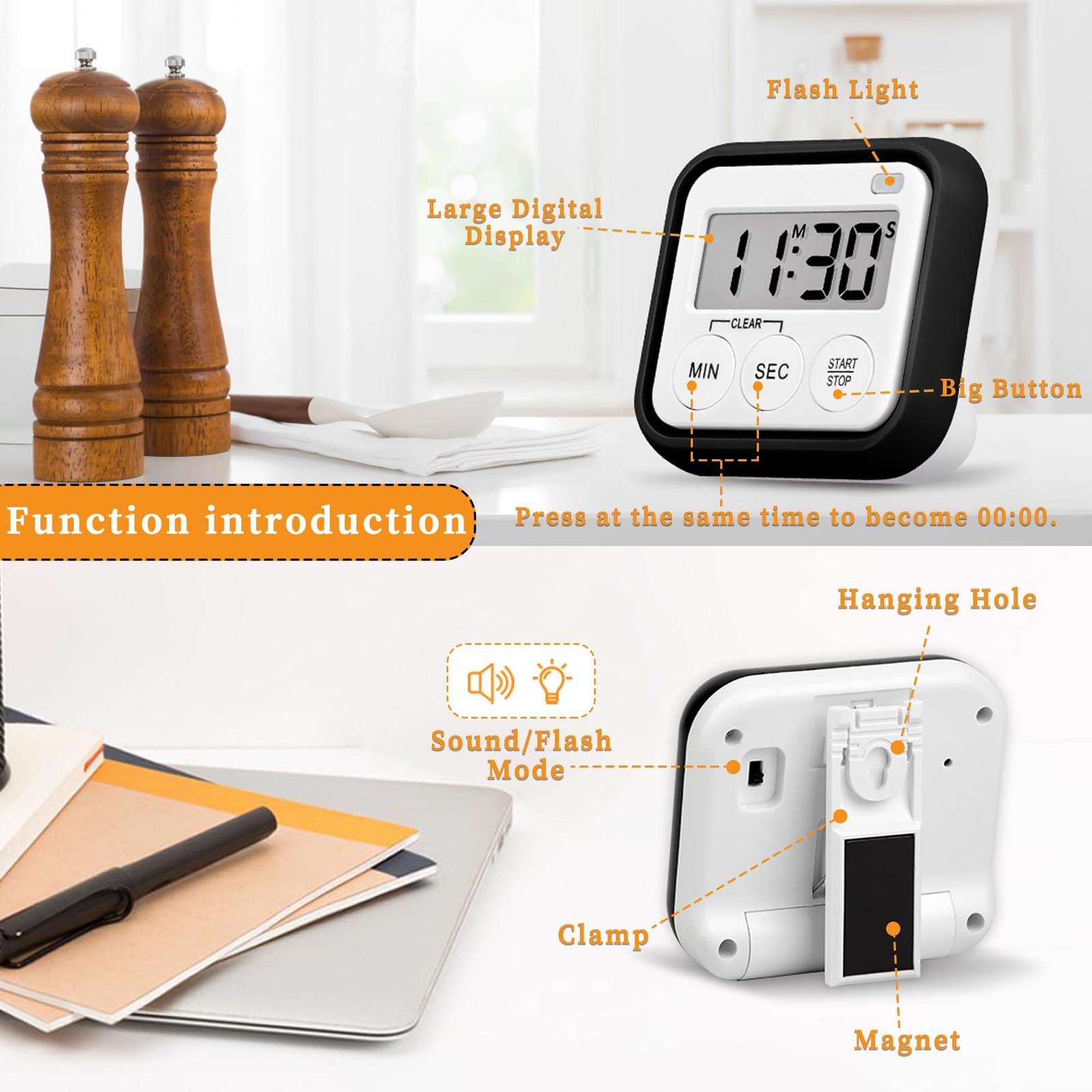 Timer, Kitchen Timers for Cooking Classroom Timer for Kids Teachers Magnetic ...