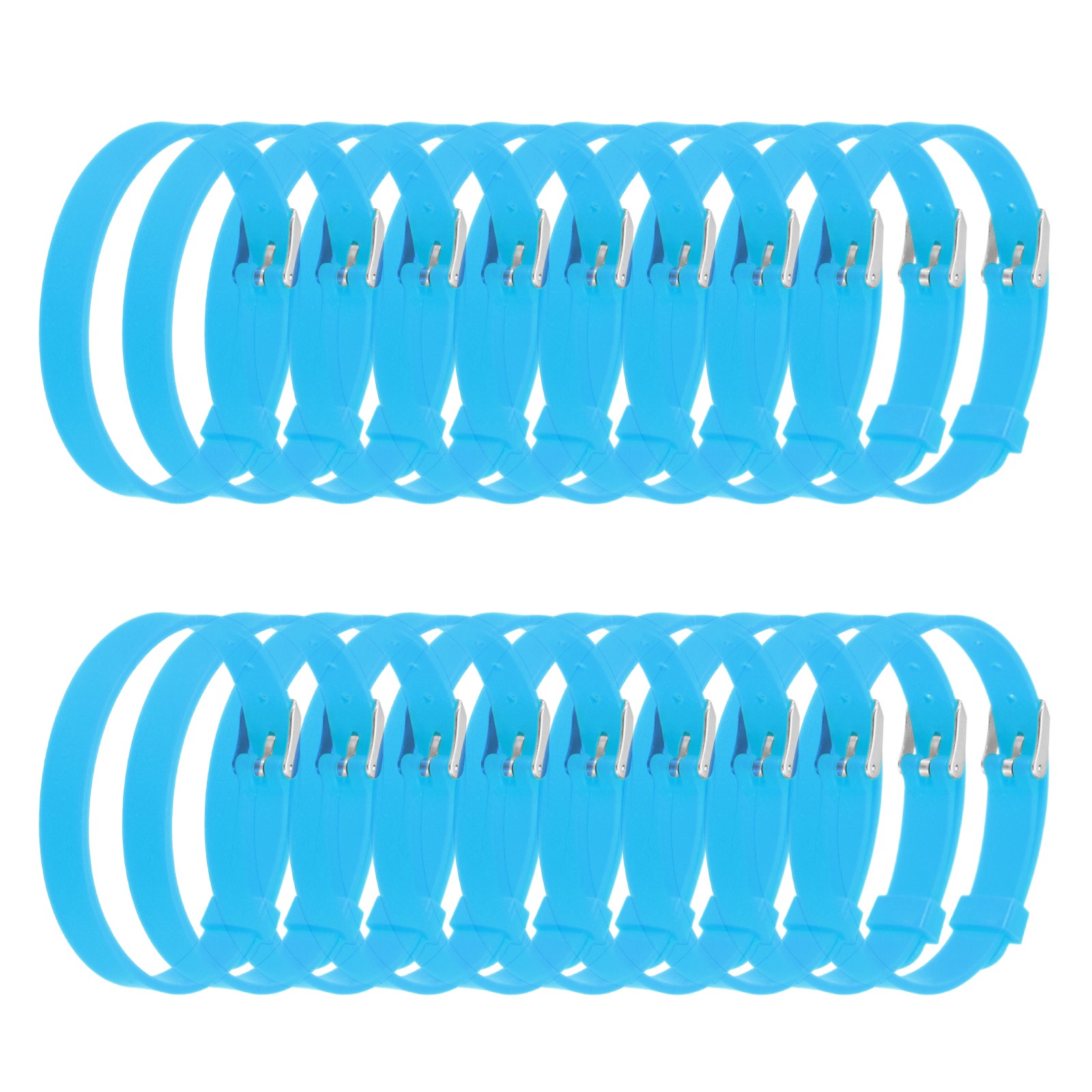 20 Pcs 8.2 x 0.3" Blue Slide Bracelet Wristband Silicone Adjustable Bracelet