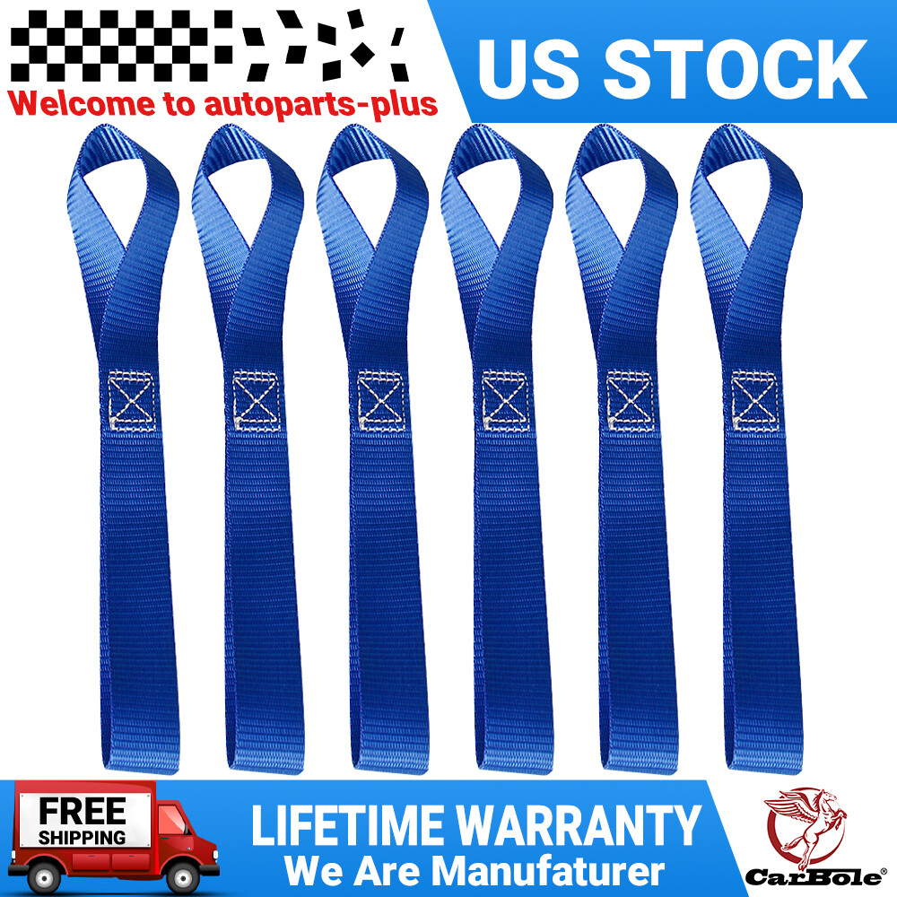 6Pcs 1Ft x 1In Heavy Duty Soft Loop Tie Down Straps for ATV Motorcycle Dirt Bike