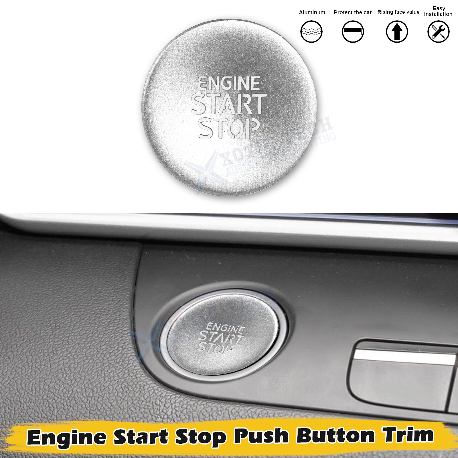 Silver Engine Start Stop Push Button Cover For Hyundai Elantra Santa Cruz 2022+