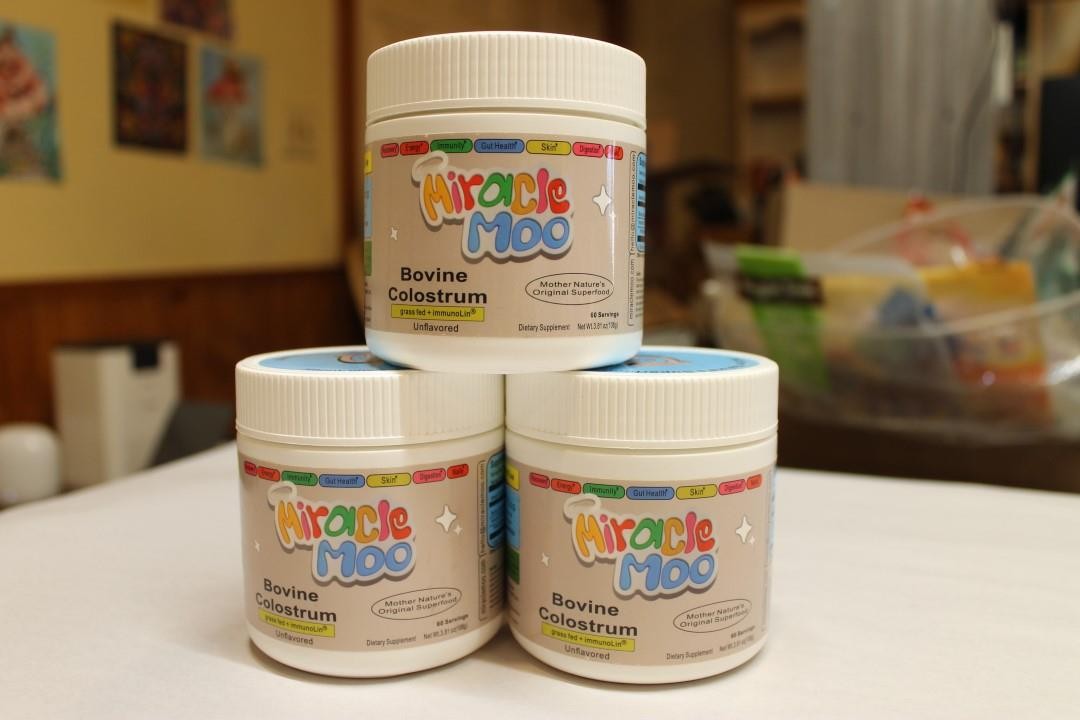 Lot of 3 Miracle Moo Nature's Superfood Bovine Colostrum 60 Srvgs 02/2027 NEW ^