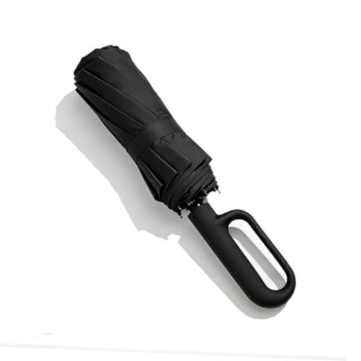 Windproof Umbrella, Compact Reverse Folding with Carabiner Handle, UV & Black