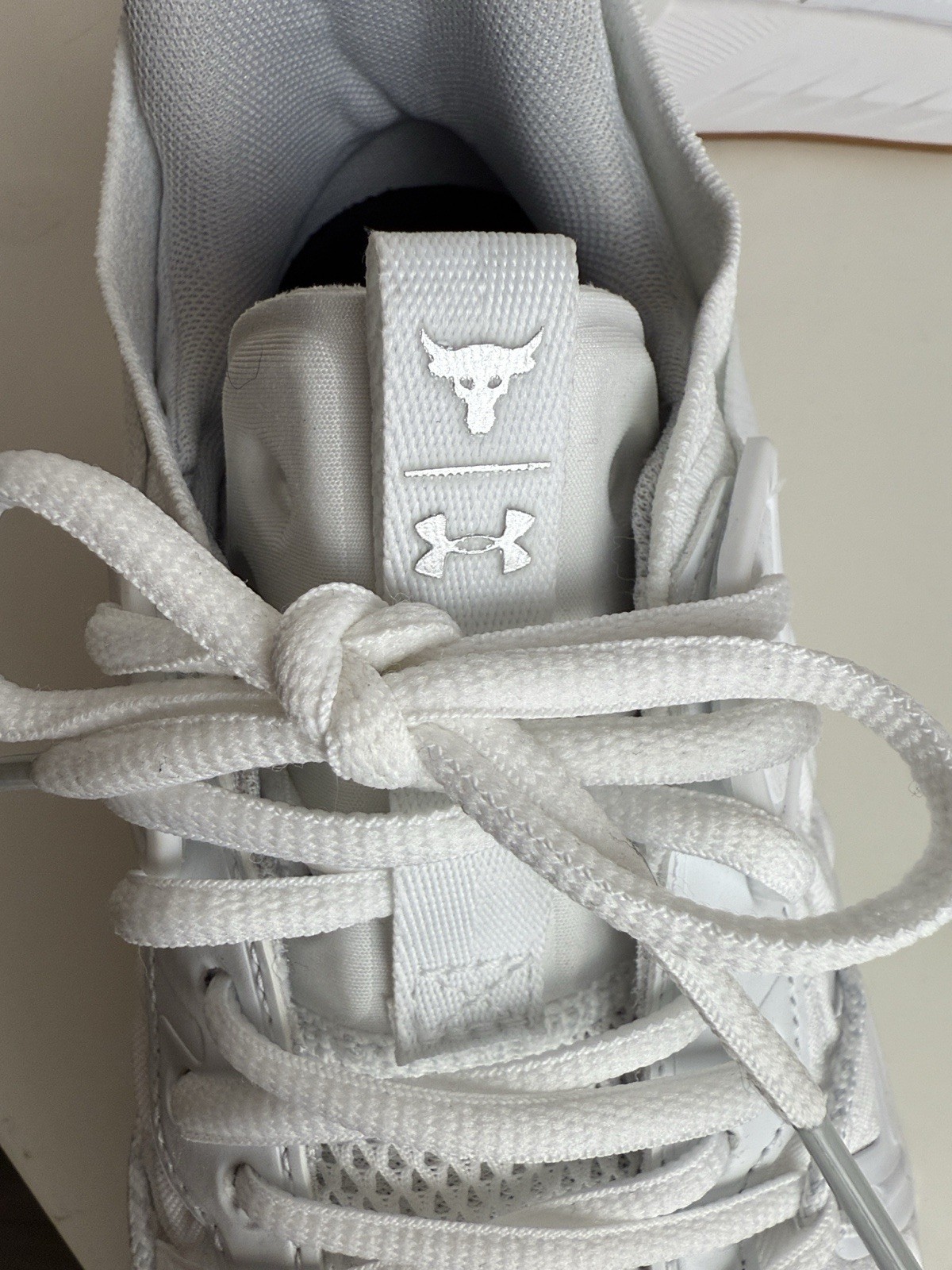 Under Armour Project Rock 6 White Gum Mesh Men's Athletic Sneakers Gym Training