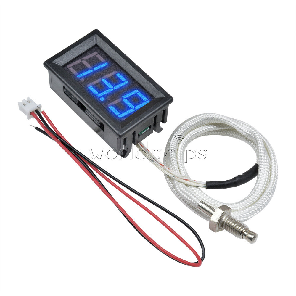 Digital DC 12V Blue LED Diaplay Gauge Thermometer K-type M6 Thermocouple