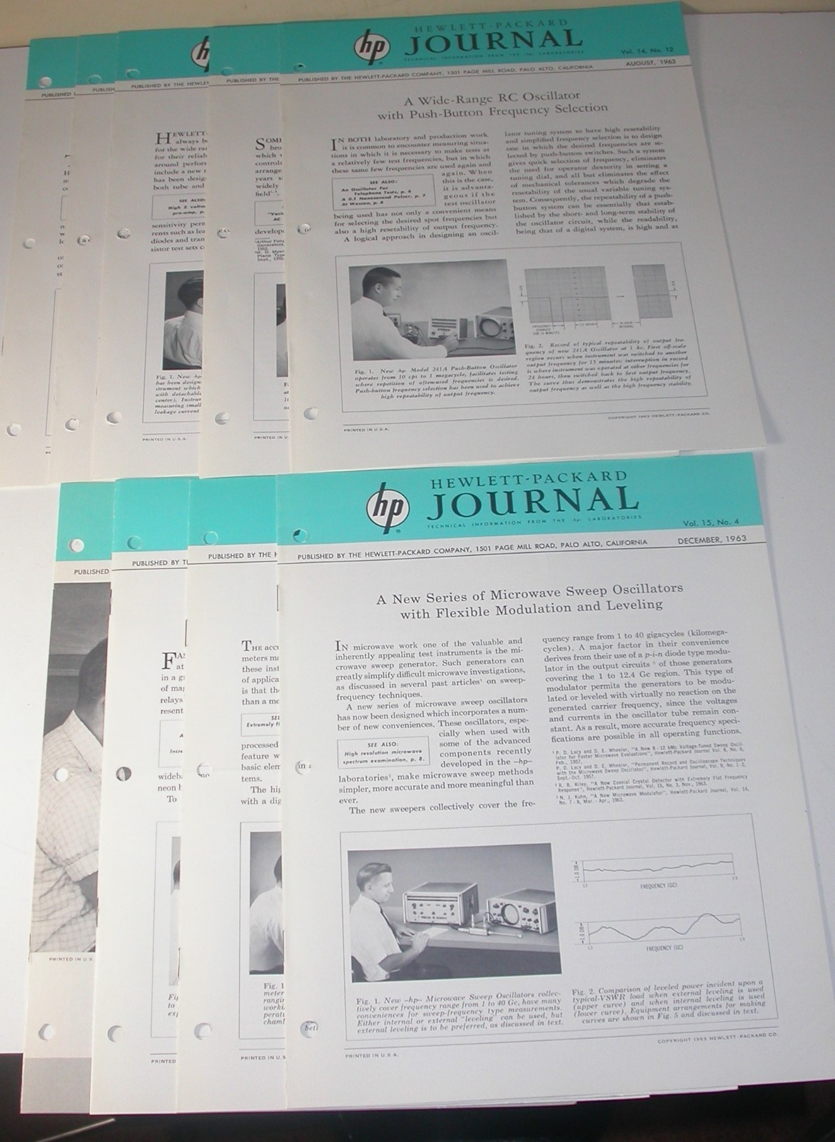 Lot of 9 Hewlett-Packard Journal Complete Year 1963