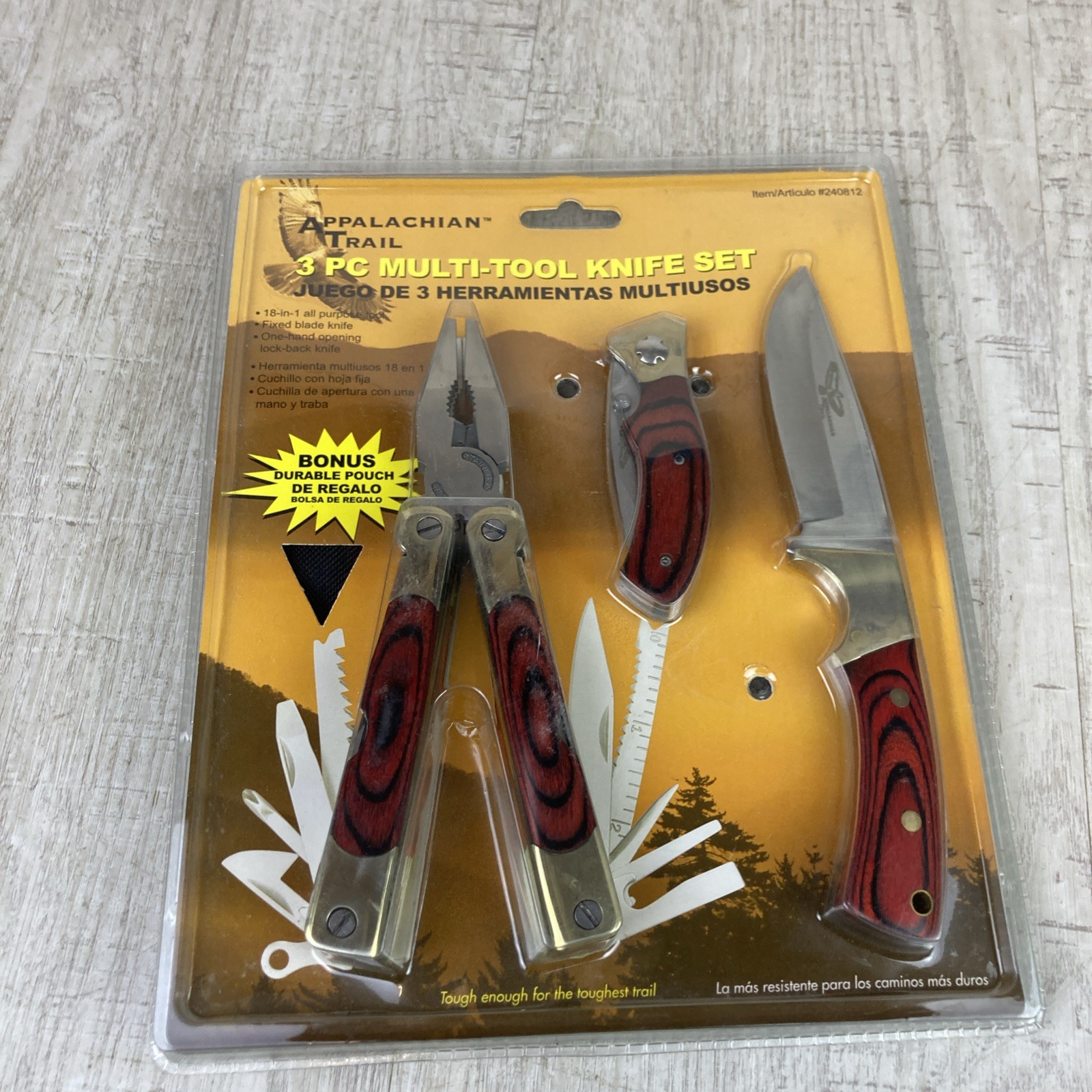 SEALED Appalachian Trail 3 Pc Multi All Purpose Tool Knife Set w/ Pouches #51120