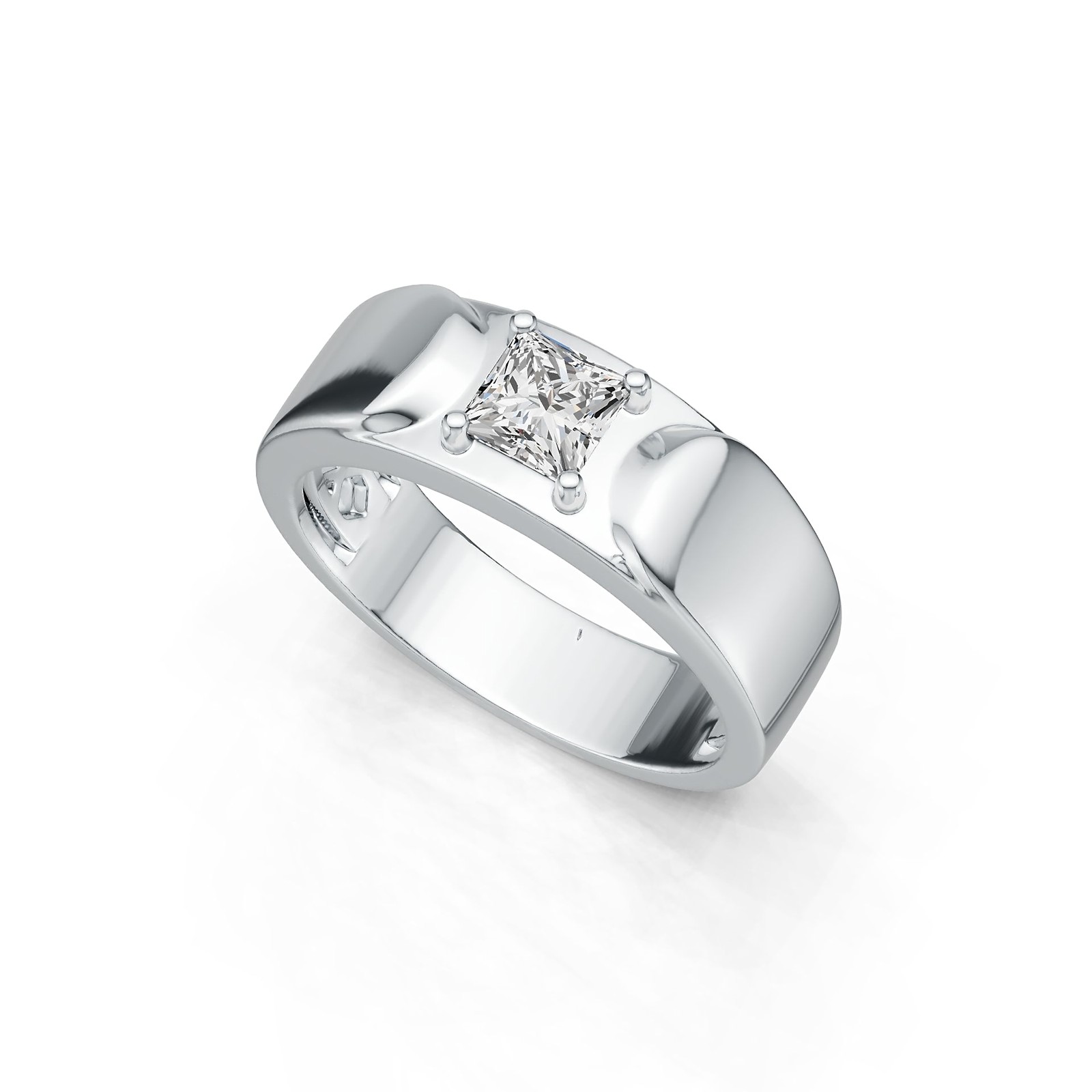 Sterling Silver Semi Mount Ring Setting Princess SQ 5X5mm Men's Ring