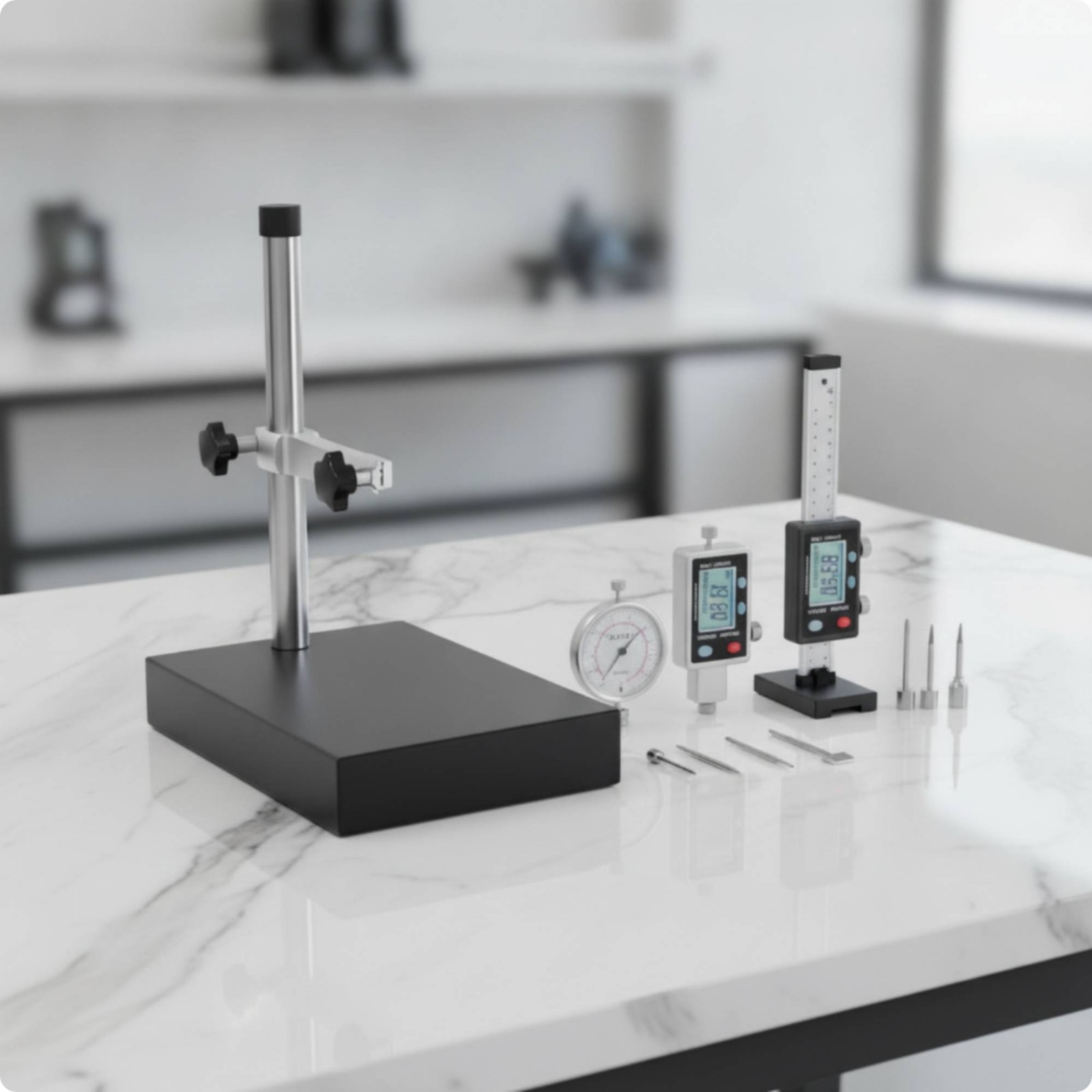 Gauge Holder with Marble Base Precision Dial Indicator Holder with Stone Base