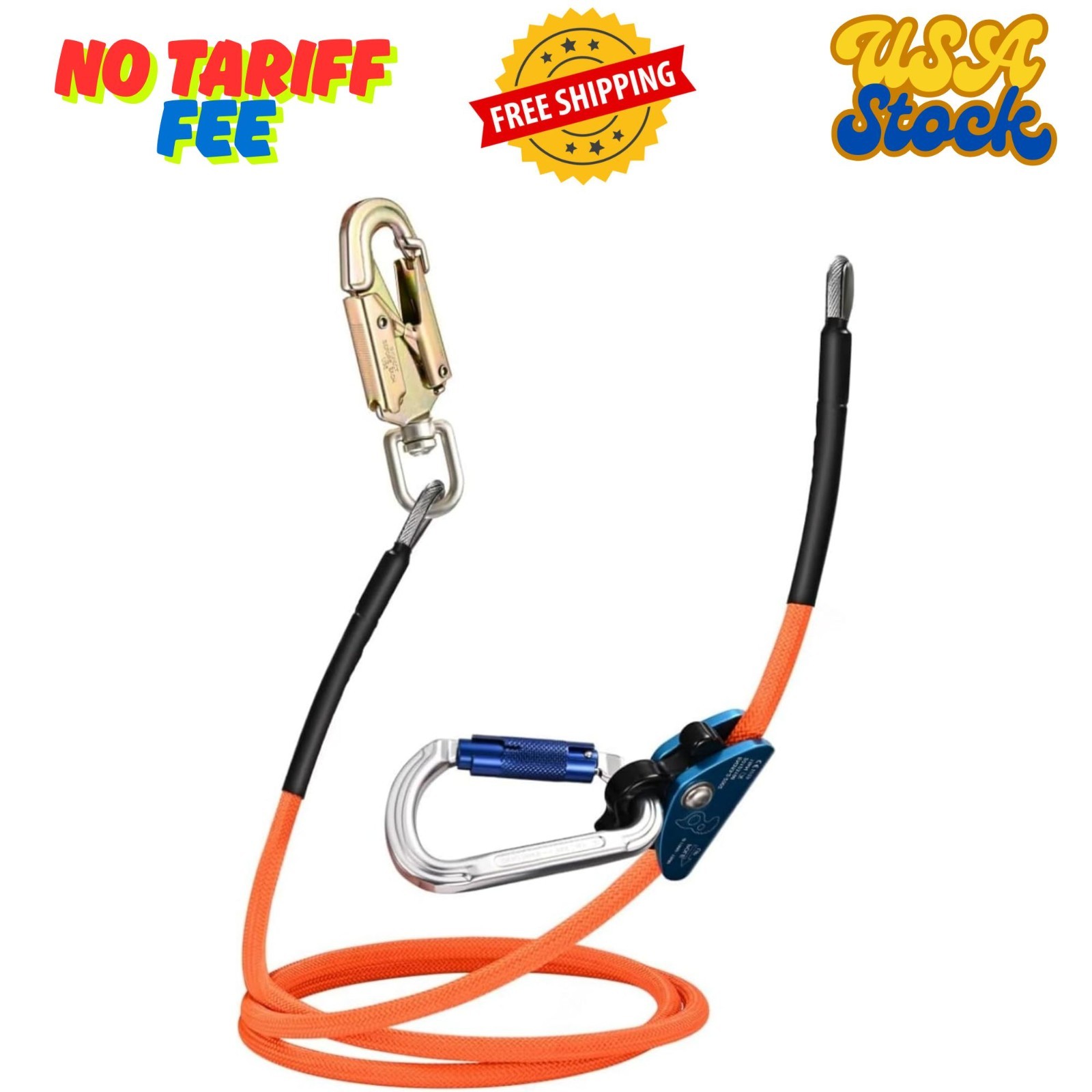 Professional Arborist Flipline - 1/2'' x 8FT Adjustable Lanyard with Steel Core