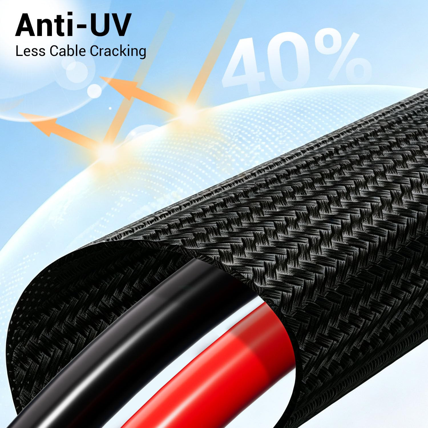 Solar to XT60 Extension Cable, 12WG 10FT Flame Retardant Protective Sleeving Sol