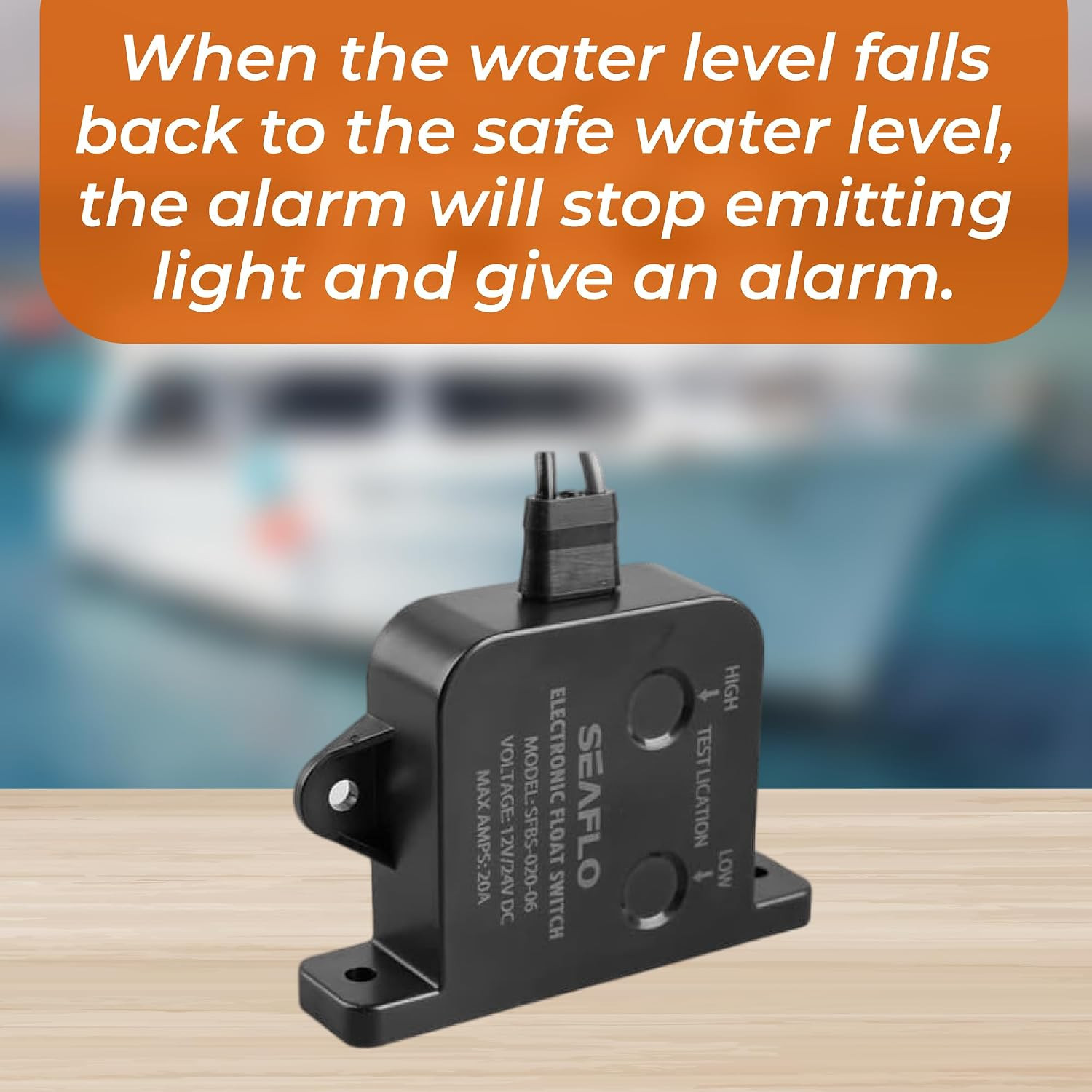 High Water Level Alarm System for Bilge - 12V, 95Db, Solid State Switch