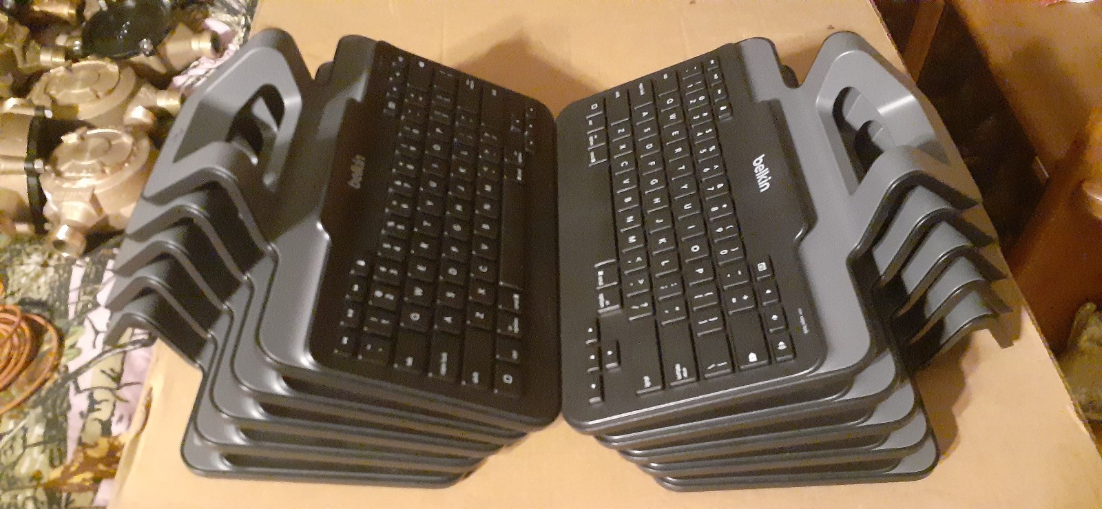 Lot Of 10 Belkin B2B130 Lightning Keyboards, Stands, Unused, Never In Service!