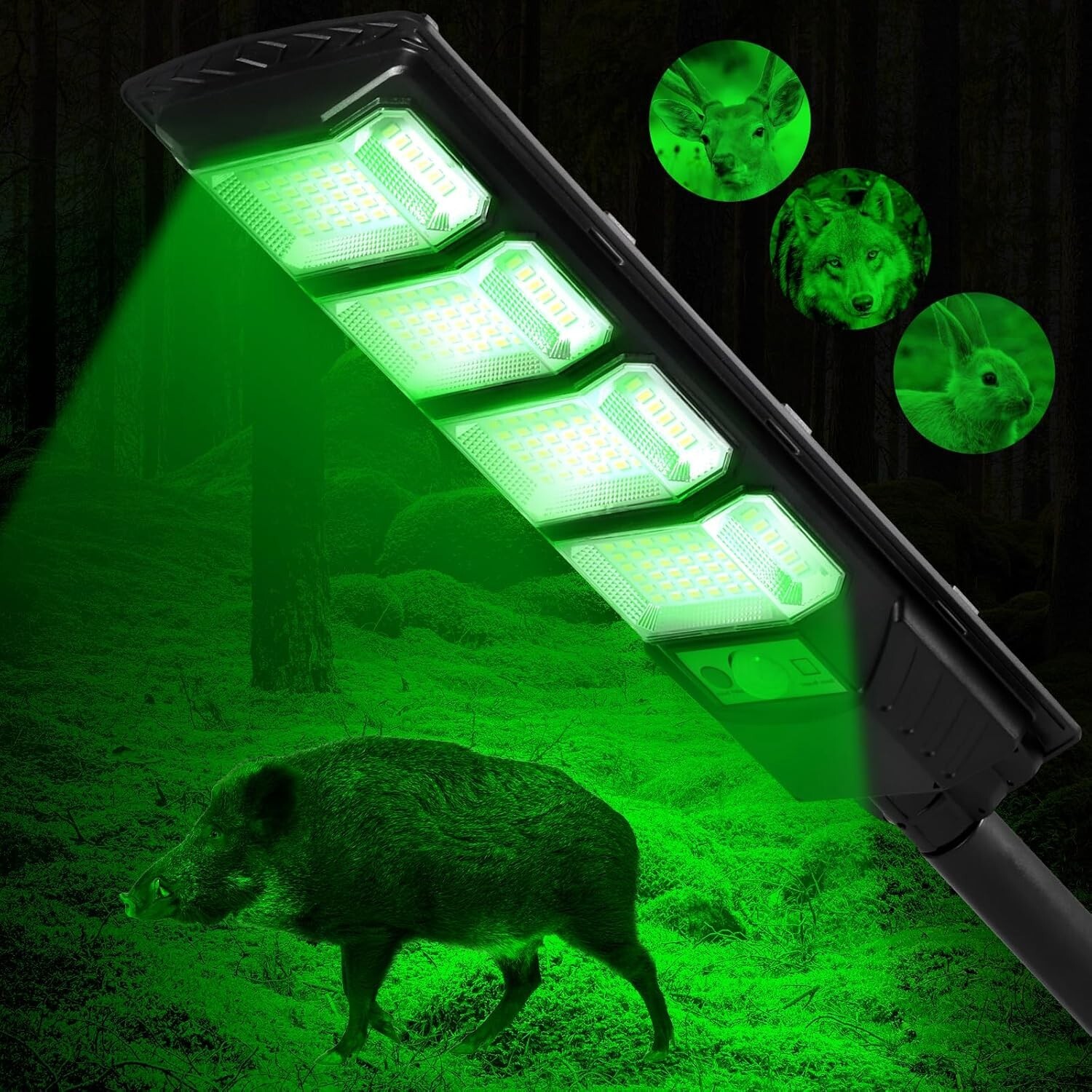 Hog Lights for Night Hunting 12000LM Solar Green Hog Hunting Light with Remote