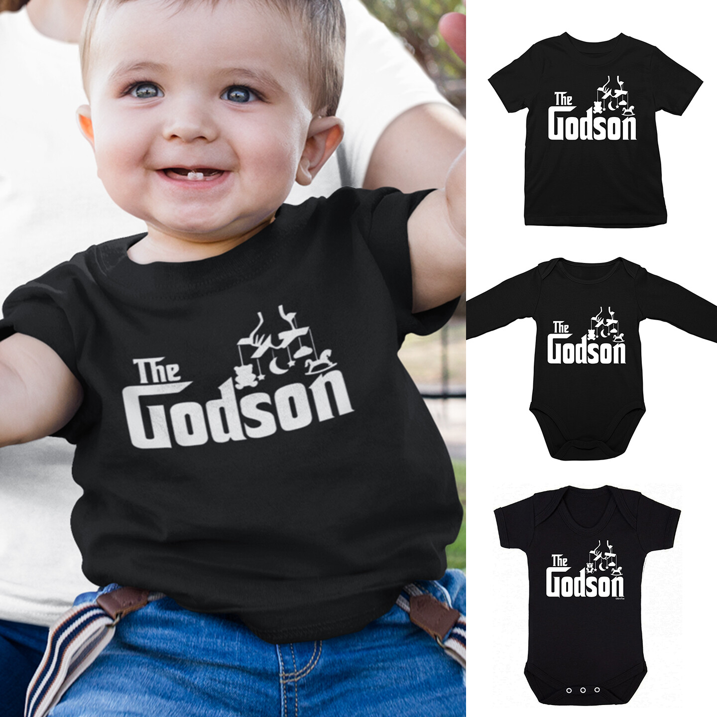 Boys THE GODSON T-Shirt or Baby Grow - Shower Christening Gift Outfit Birthday