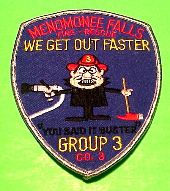 MENOMONEE FALLS  WISCONSIN 5" GROUP 3 CO. 3  FIRE DEPT. PATCH  FREE SHIPPING!!!