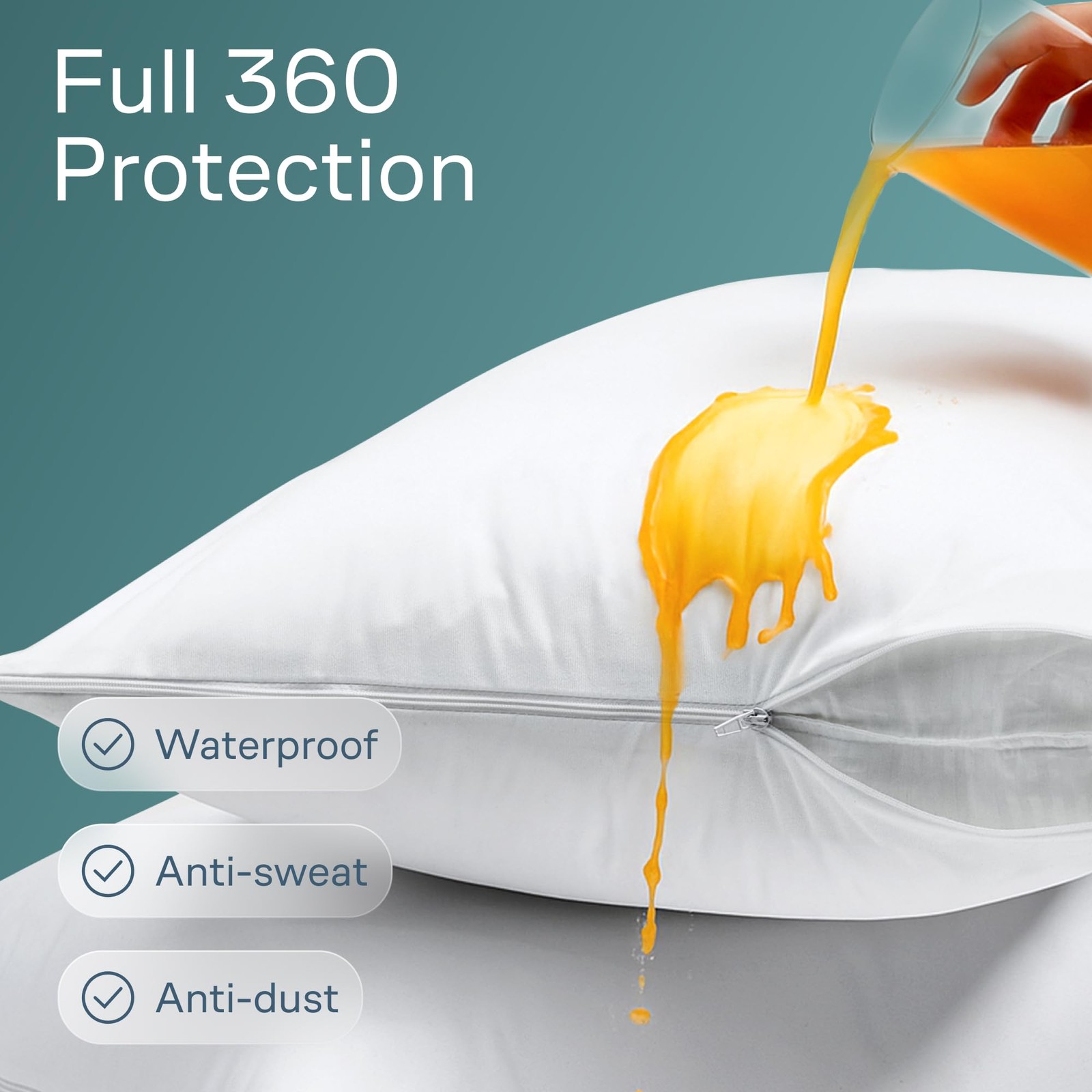 Pillow Protectors King 2 Pack, Waterproof, 20x36 Inch, Bed Bug Proof, White