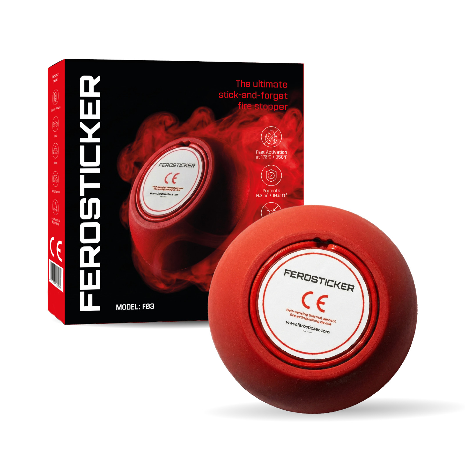 FEROSTICKER Small Automatic Fire Extinguisher for Electric Boxes (Pack of 1)
