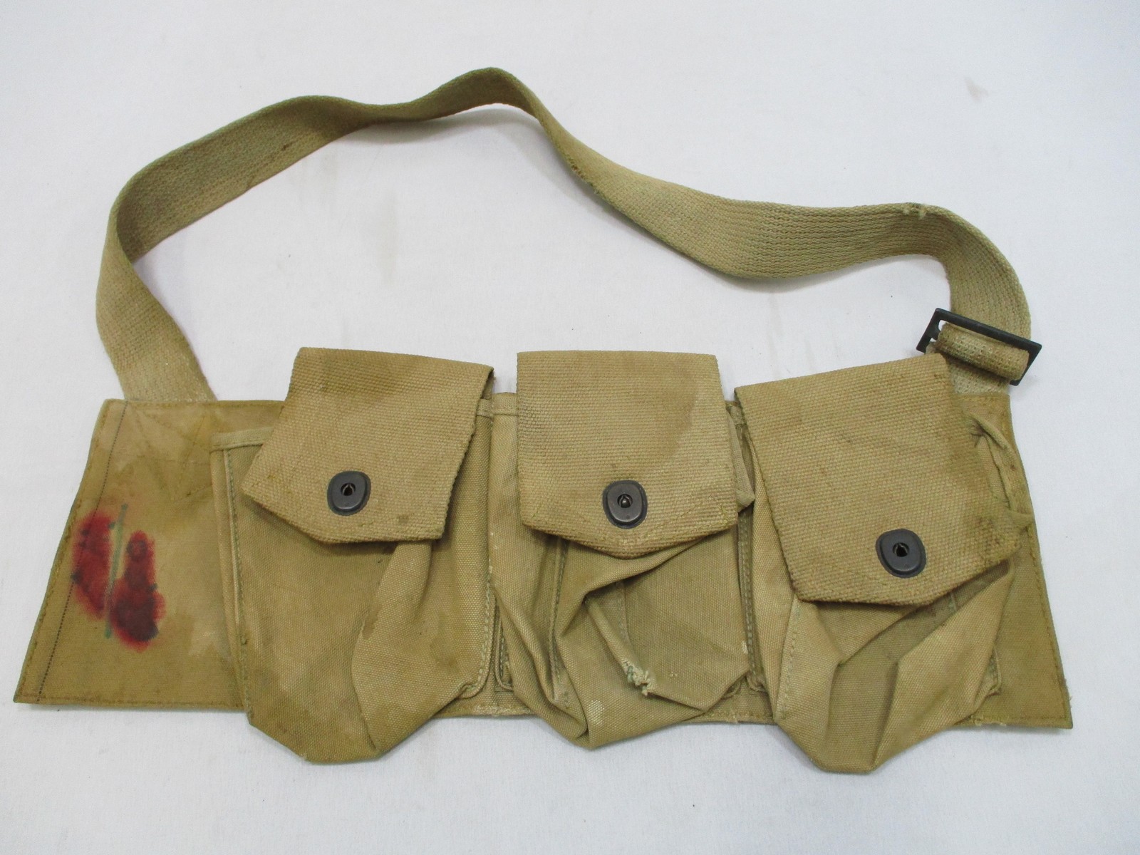 Vintage WWI Era Bandolier Pouch L&D Inc. Canvas Military Web Gear Right BAR
