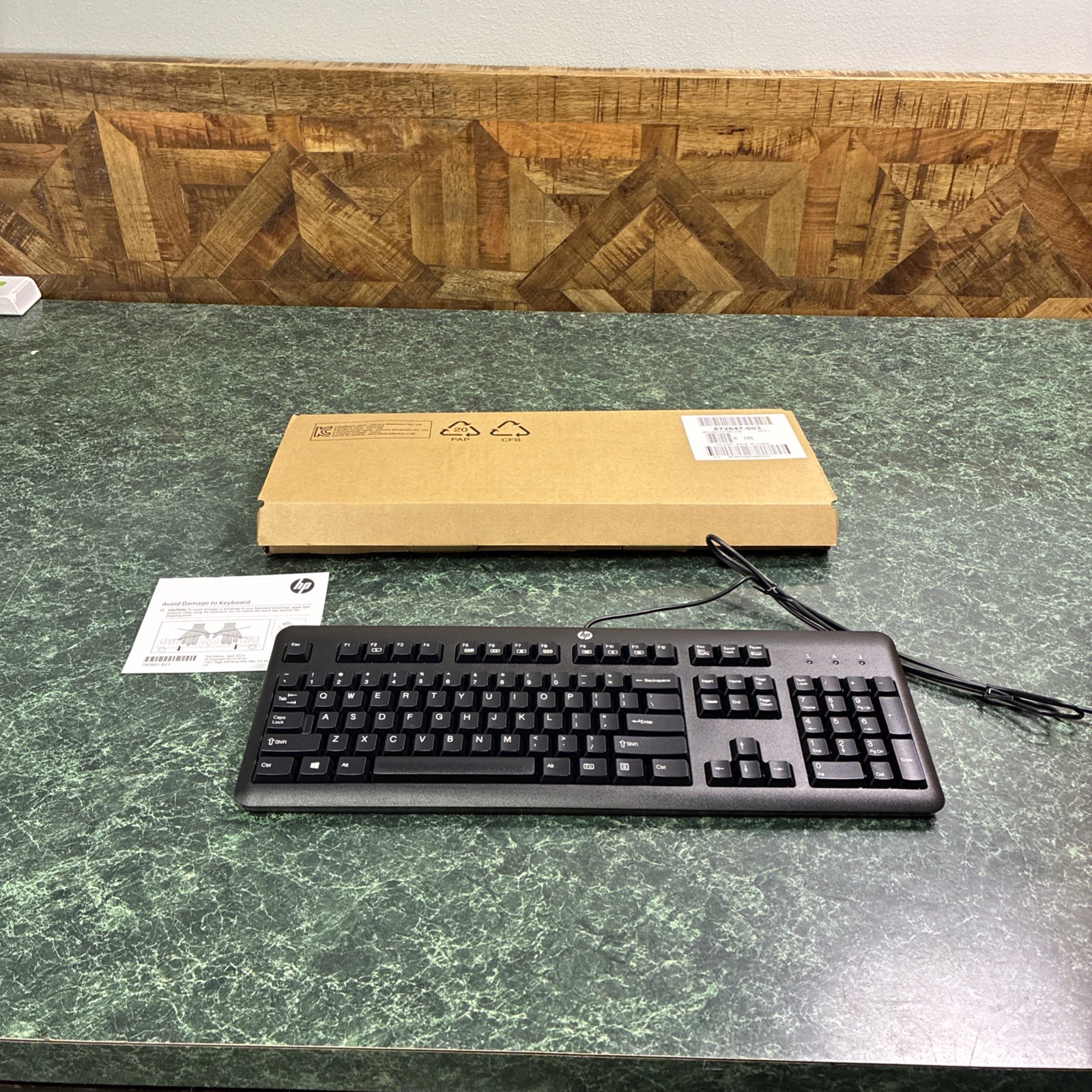 New HP 672647-003 - KU-1156 Wired Standard USB Desktop Keyboard - Black Open Box
