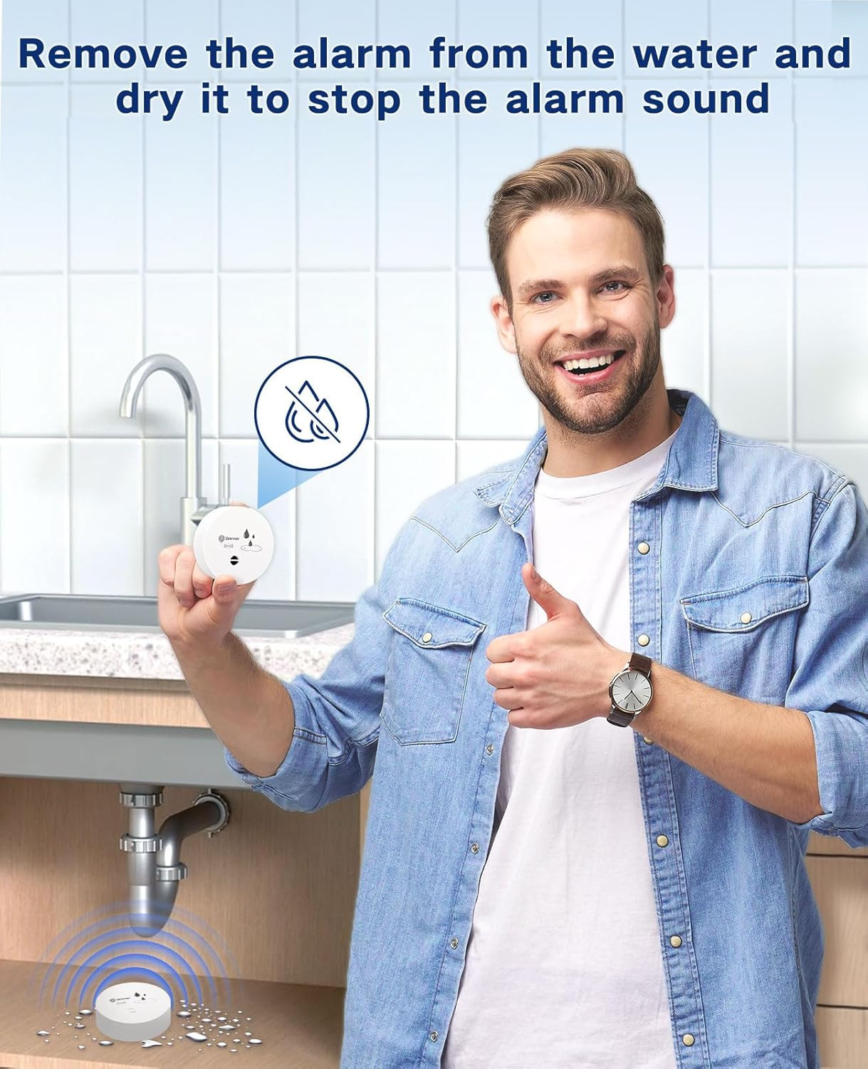 2 Pack Water Leak Detectors, 100Db Water Sensor Alarms Flood Detector for Baseme