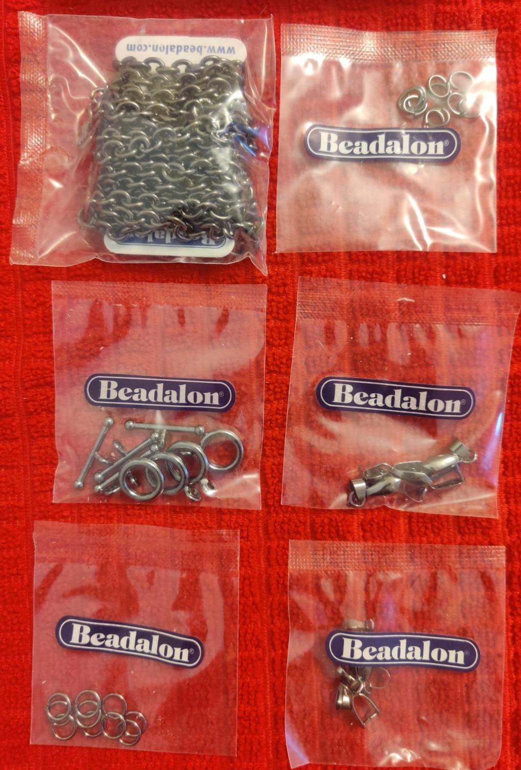 Pendant Jewel School Kit Beadalon Hematite Chain 36 Findings Clasps Rings Bails