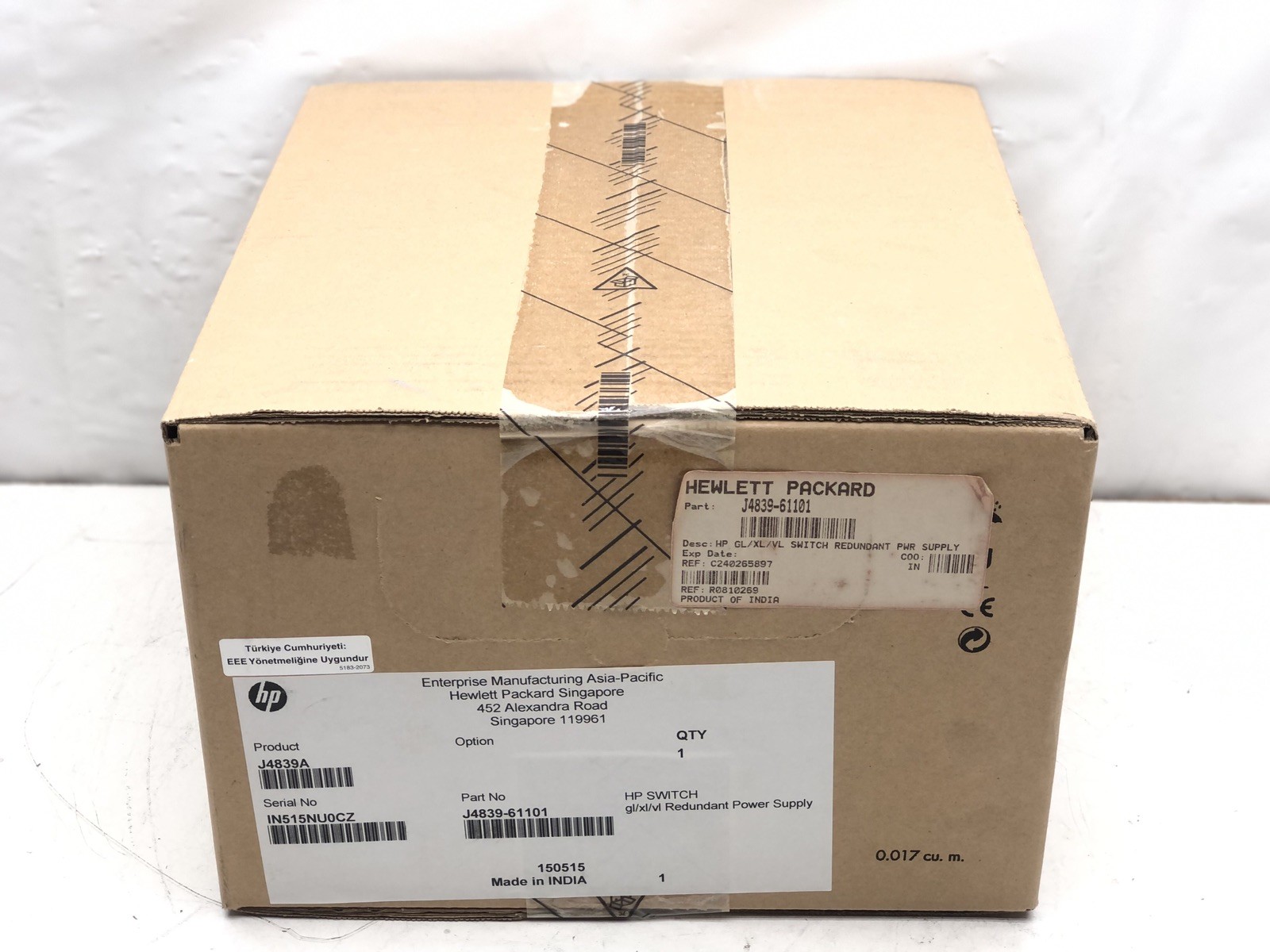 HP J4839-61101 PROCURVE SWITCH REDUNDANT AC-DC POWER SUPPLY J4839A