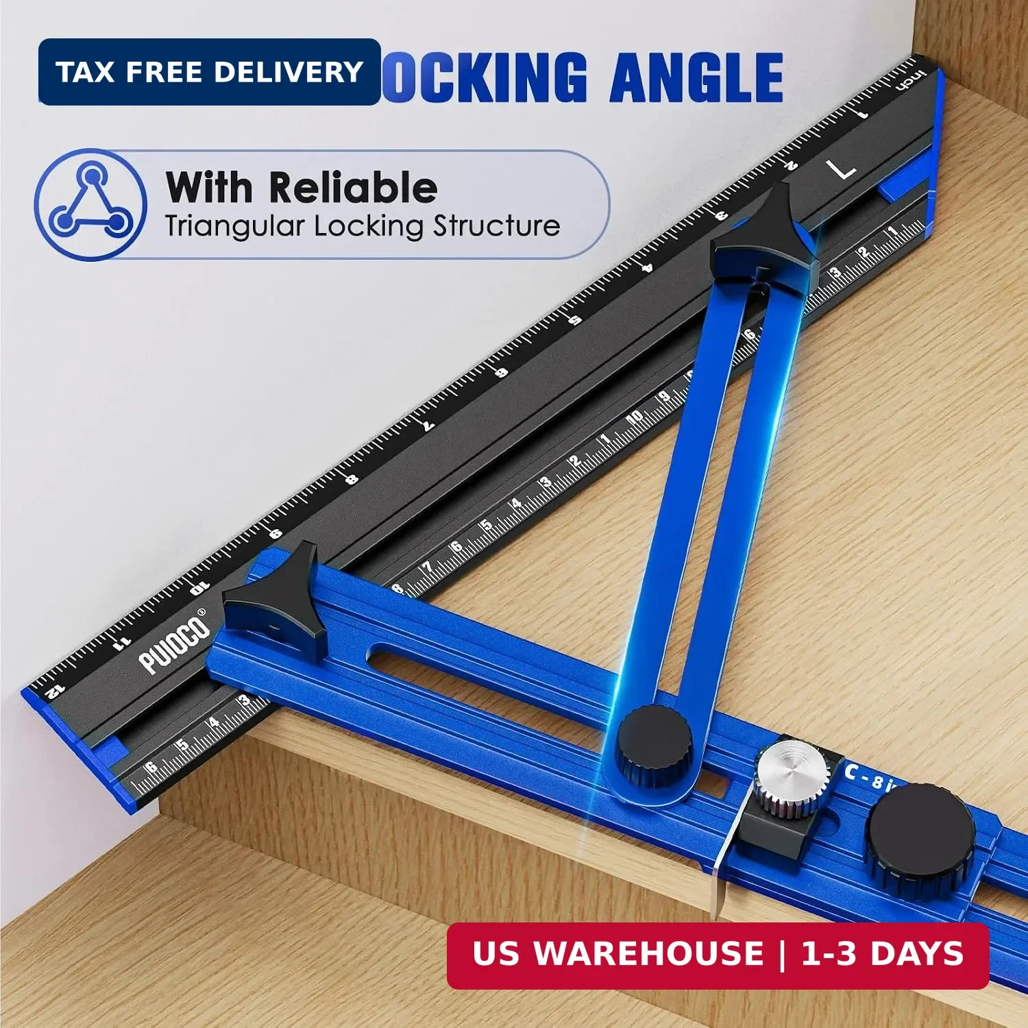 Stair Tread Template Tool, Stair Measuring Tool with Triangular Structure Brace