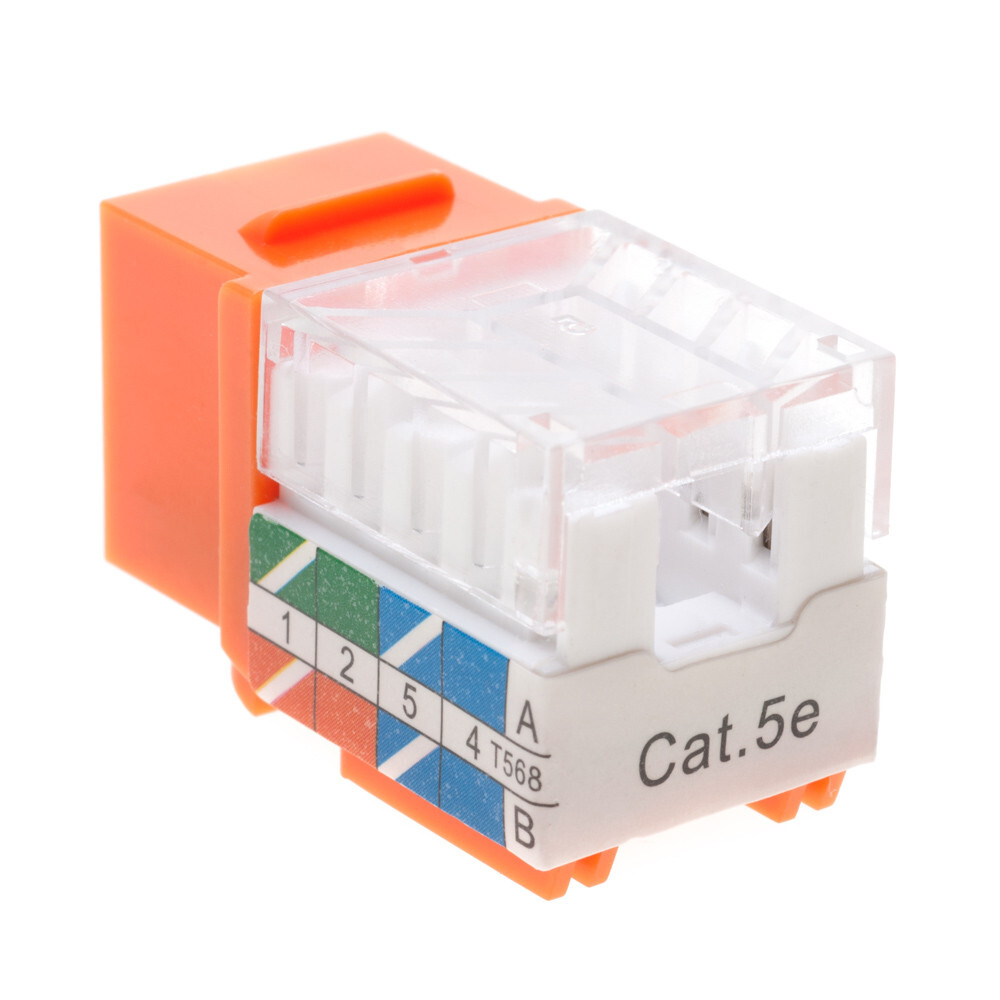 5 pack Cat5e 45° Angled Keystone Jack Network 110 Punchdown 8P8C Cat5